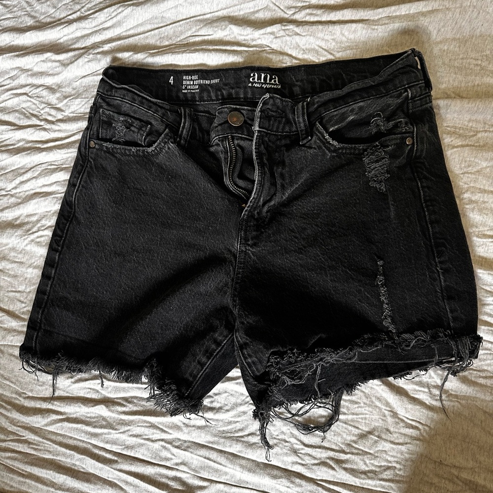 Black denim shorts